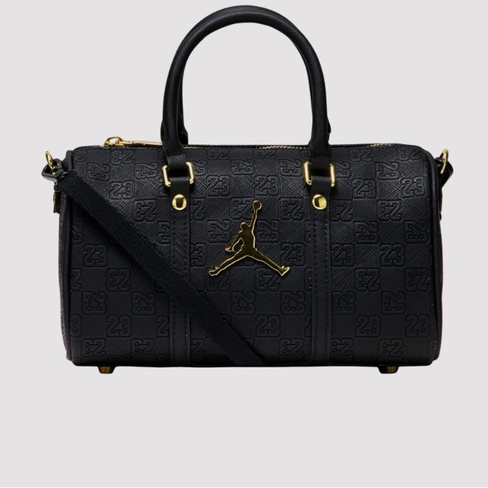 Jordan Black Duffel Satchel with Gold Jumpman Accent